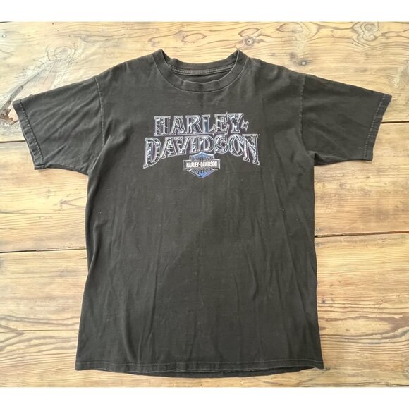 VTG Harley Davidson T-Shirt Mens M Colboch Black Faded Short Sleeve - Picture 2 of 5